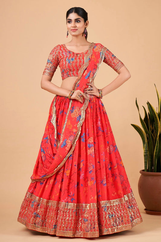 Faux Georgette Designer Lehenga CholiIn Light Red NCLC12710153