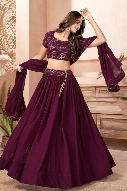 Faux Georgette Designer Lehenga CholiIn Purple NCLC12710169
