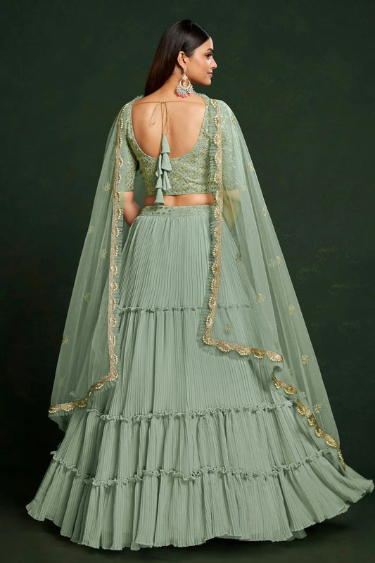 Faux Georgette Designer Lehenga CholiIn Slate Blue  NCLC12710125