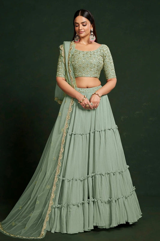 Faux Georgette Designer Lehenga CholiIn Slate Blue NCLC12710125