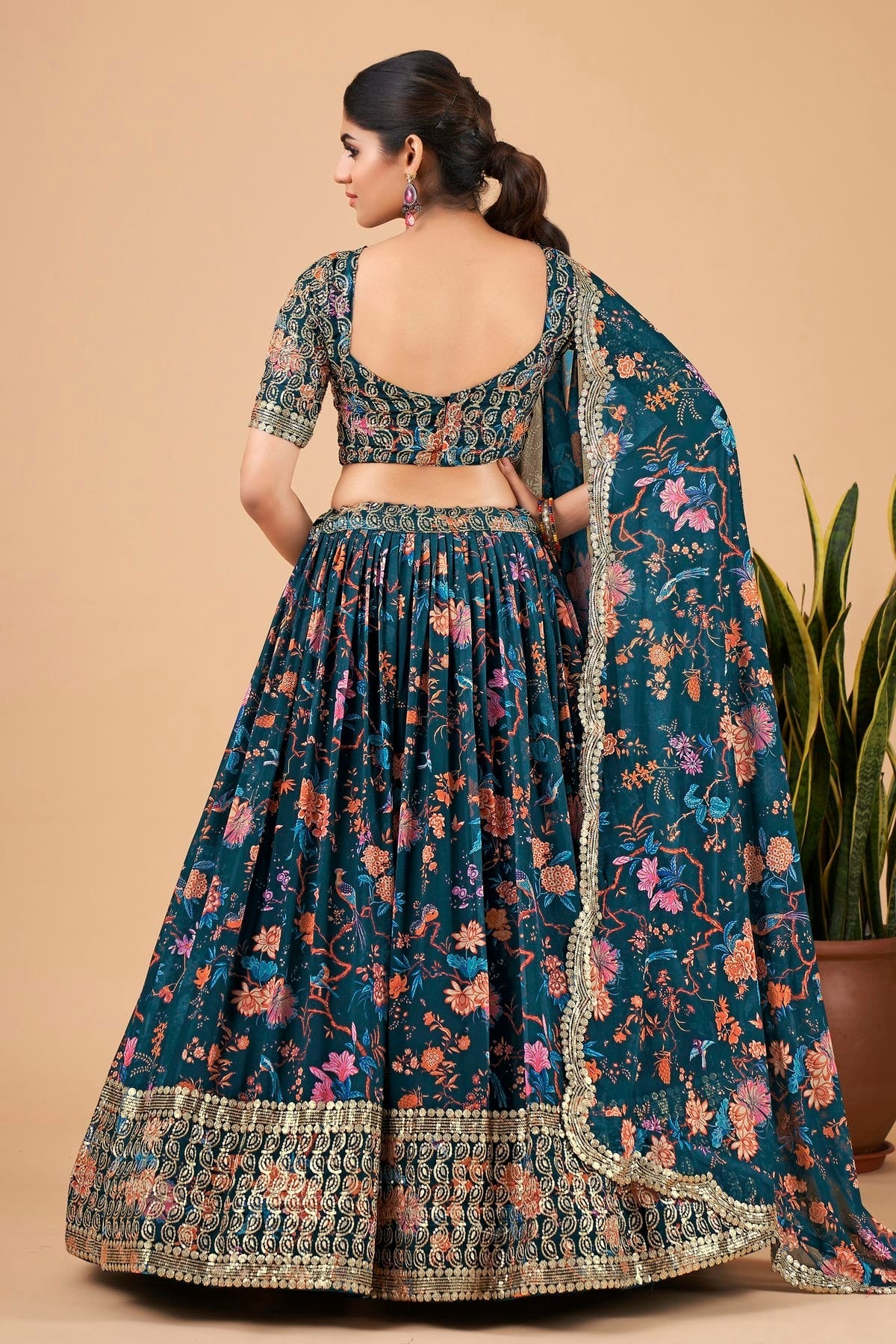 Faux Georgette Designer Lehenga CholiIn Teal Blue  NCLC12710152