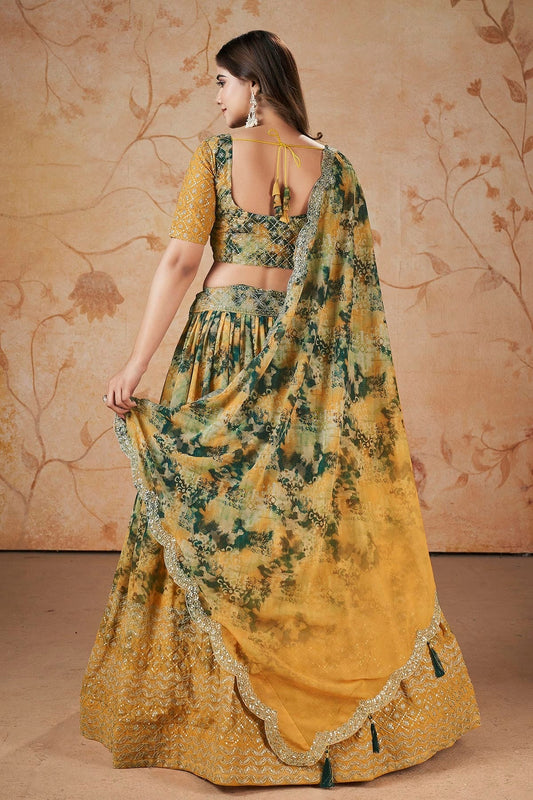 Faux Georgette Designer Lehenga CholiIn Yellow  NCLC12710107