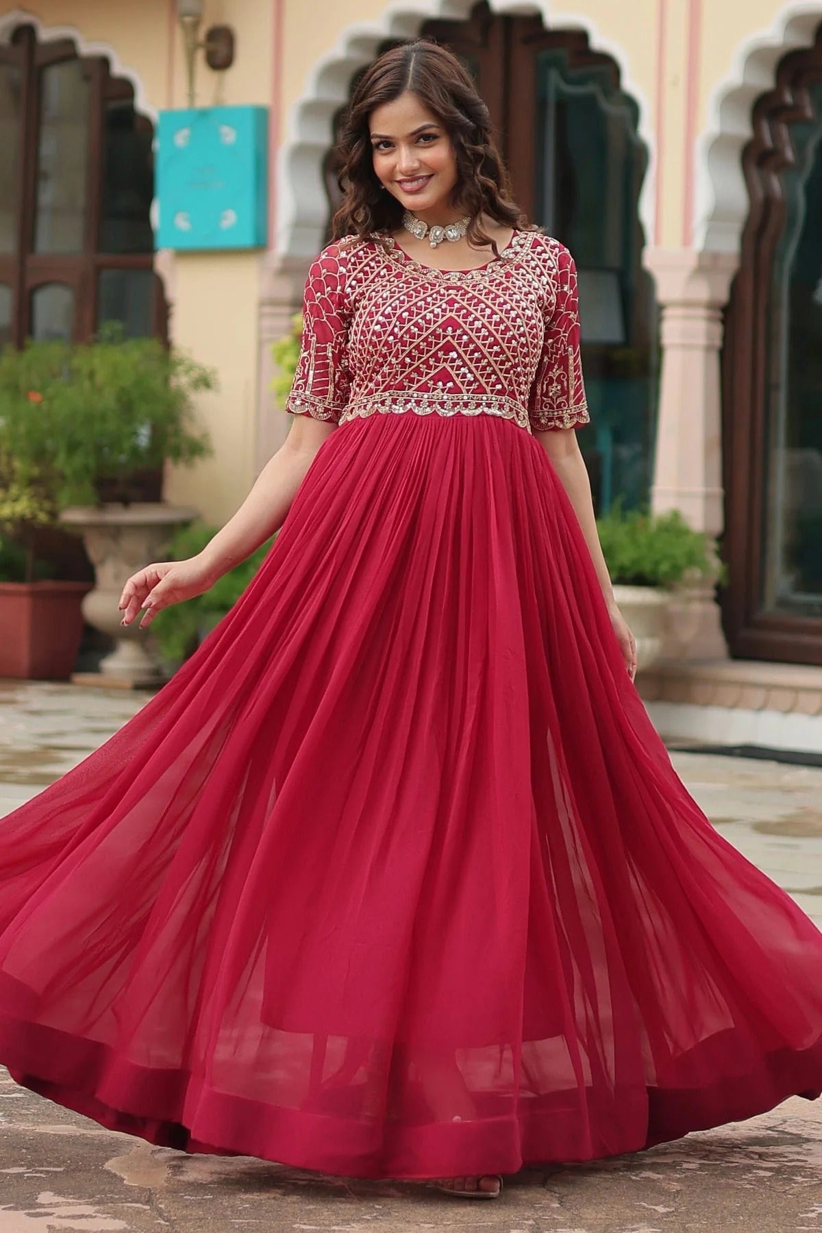 Faux Georgette Readymade Long Gown NCGW11112426