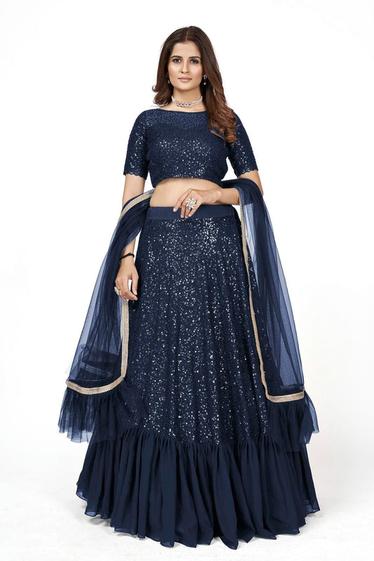 Georgette Designer Lehenga CholiIn Dark Blue NCLC12710167