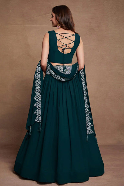 Georgette Designer Lehenga CholiIn Teal Blue  NCLC12710112