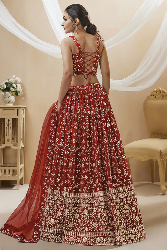 Georgette Embroidery A Line Lehenga Choli NCLC10110144