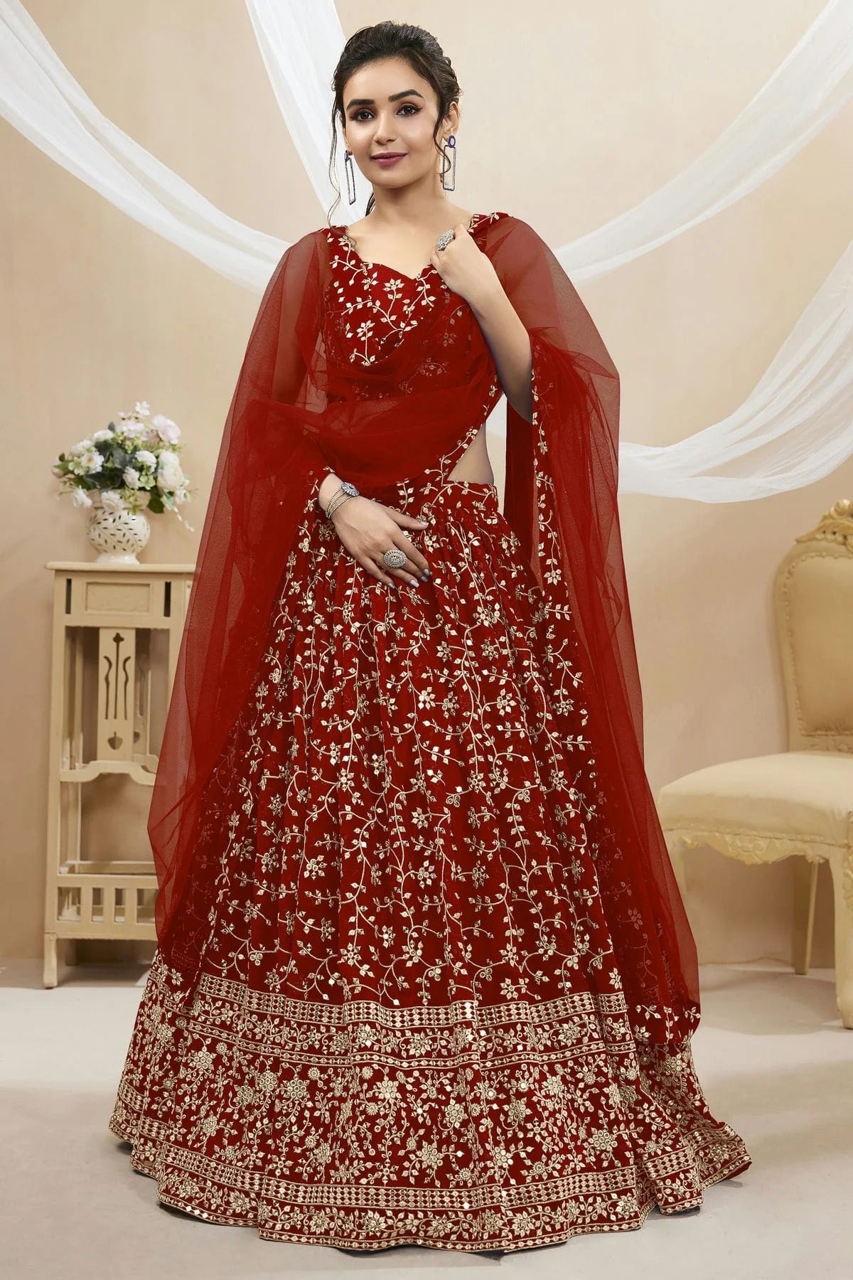 Georgette Embroidery A Line Lehenga Choli NCLC10110144