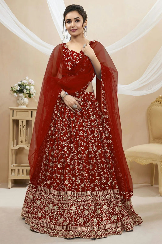Georgette Embroidery A Line Lehenga Choli NCLC10110144