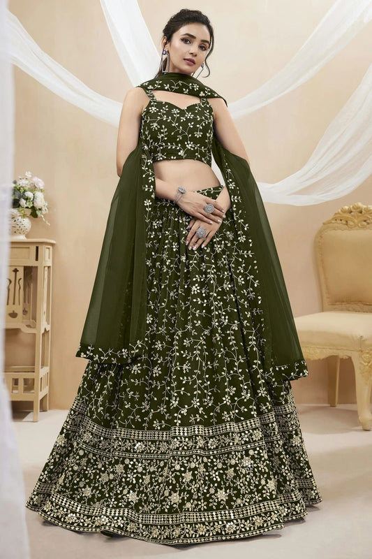 Georgette Embroidery A Line Lehenga Choli NCLC10110146