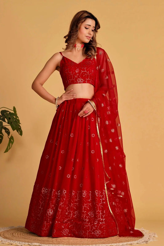 Georgette Embroidery A Line Lehenga Choli NCLC10110174