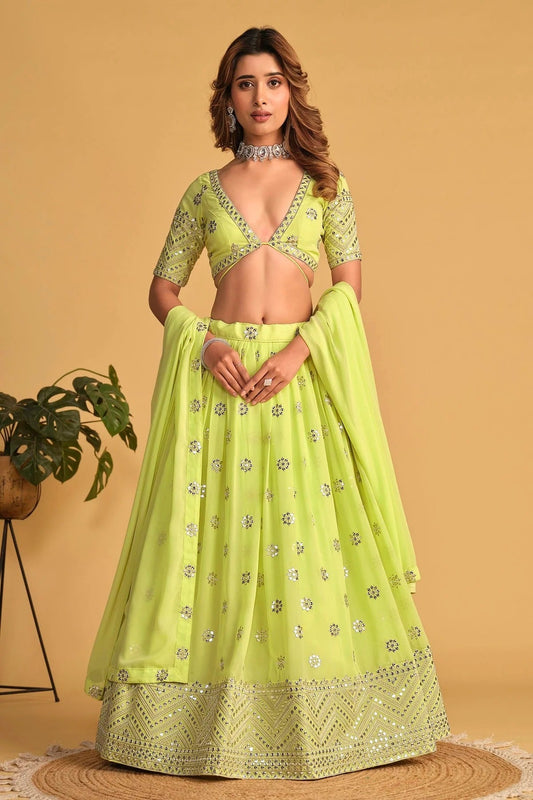 Georgette Embroidery A Line Lehenga Choli NCLC10110177