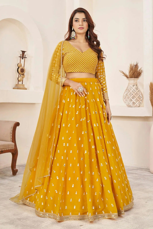 Georgette Embroidery A Line Lehenga Choli NCLC10110180