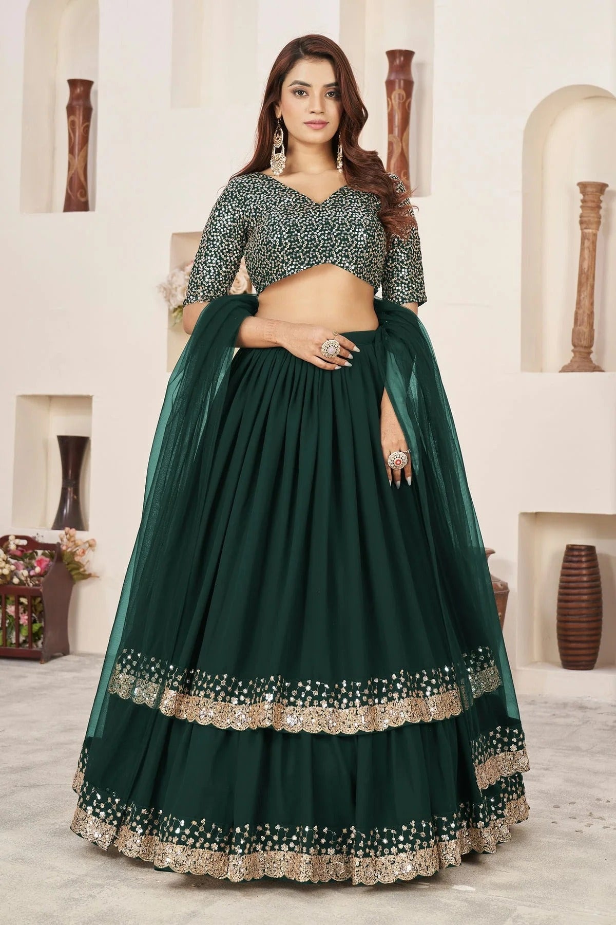 Georgette Embroidery A Line Lehenga Choli NCLC10110183