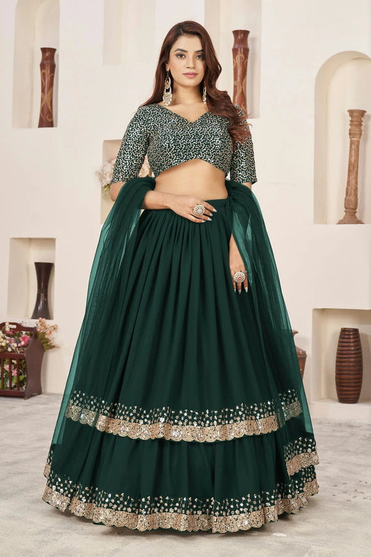 Georgette Embroidery A Line Lehenga Choli NCLC10110183