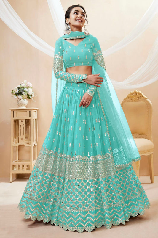 Georgette Embroidery A Line Lehenga Choli NCLC10110192