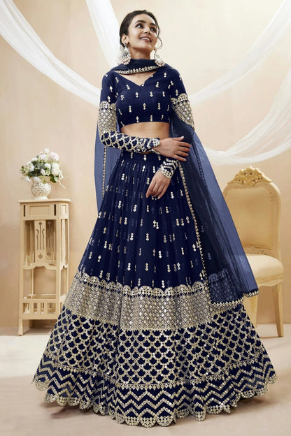 Georgette Embroidery A Line Lehenga Choli NCLC10110194