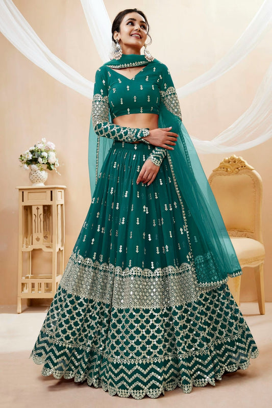 Georgette Embroidery A Line Lehenga Choli NCLC10110195