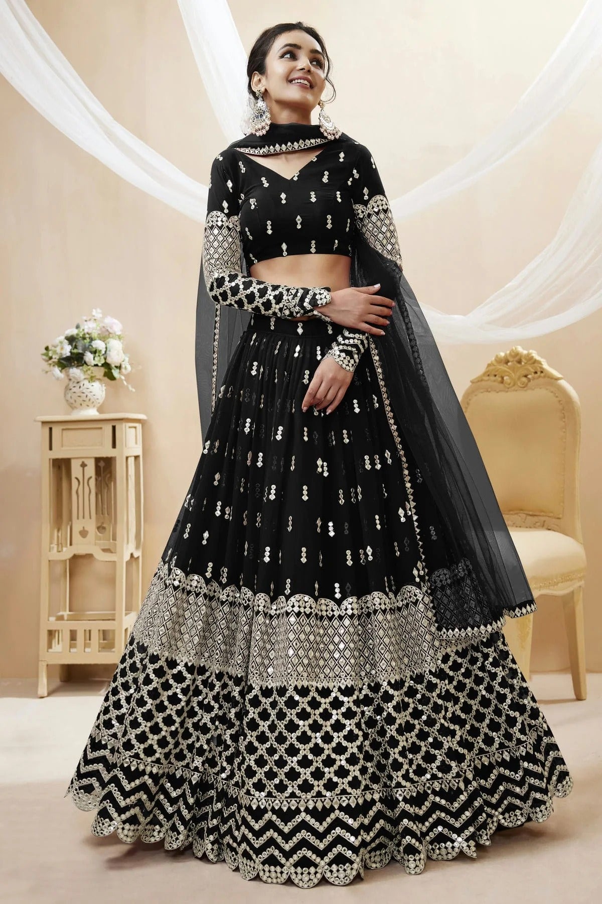 Georgette Embroidery A Line Lehenga Choli NCLC10110196