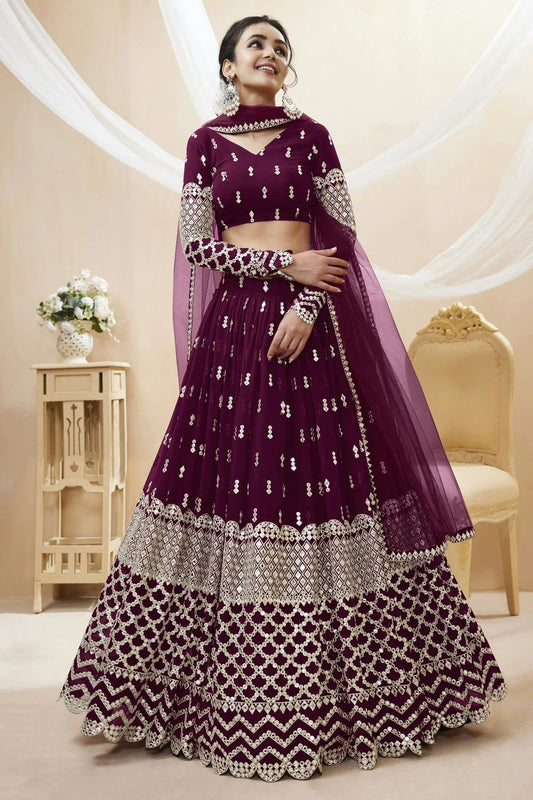 Georgette Embroidery A Line Lehenga Choli NCLC10110197