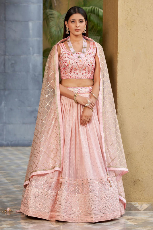 Georgette Embroidery A Line Lehenga Choli NCLC10110203