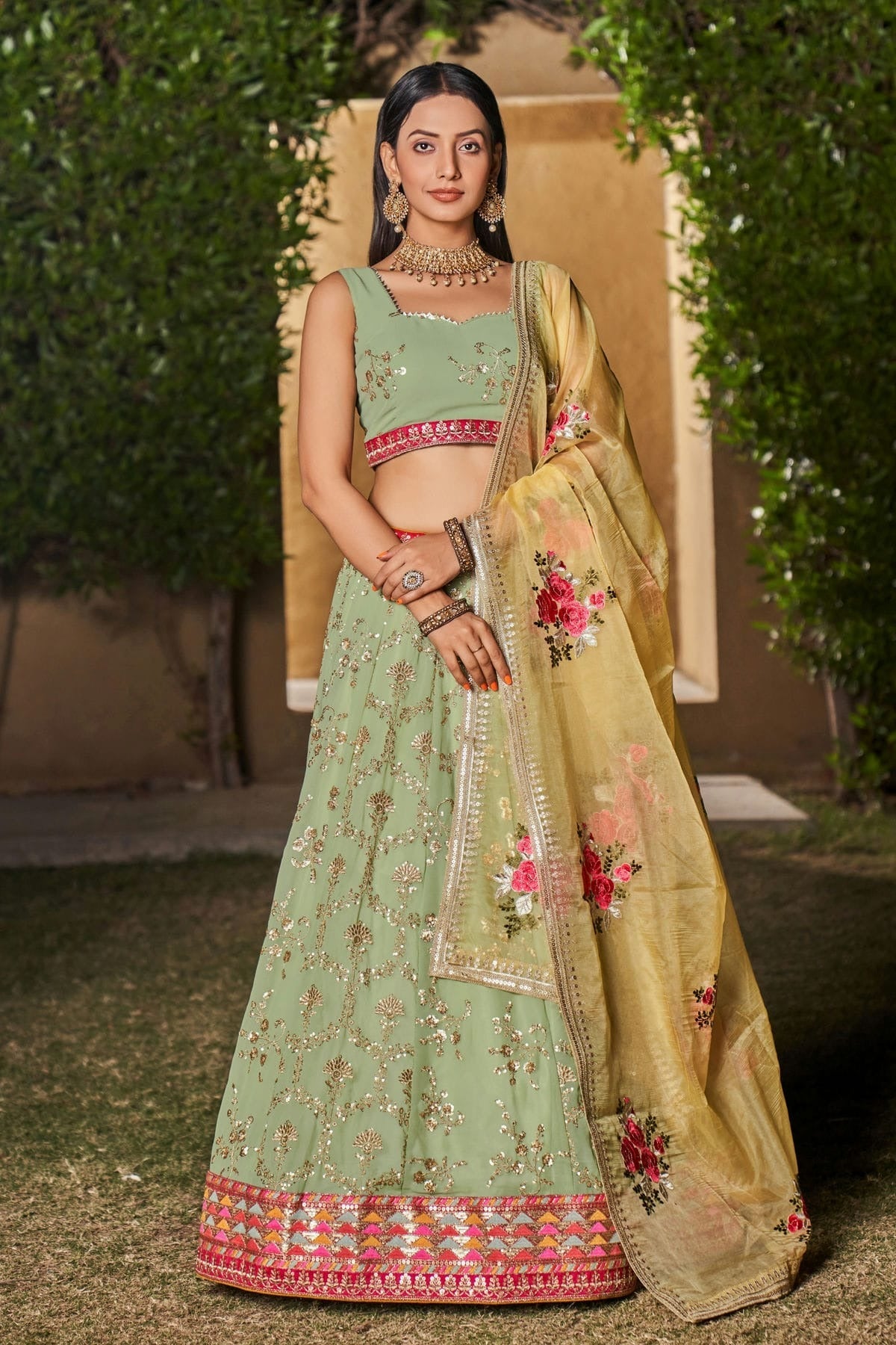 Georgette Embroidery A Line Lehenga Choli NCLC10110205