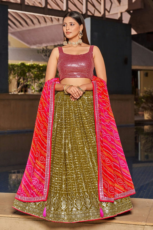 Georgette Embroidery A Line Lehenga Choli NCLC10110208
