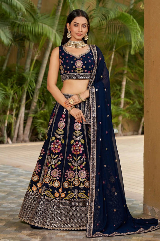 Georgette Embroidery A Line Lehenga Choli NCLC10110209