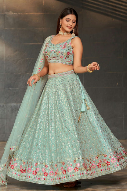 Georgette Embroidery A Line Lehenga Choli NCLC10110210