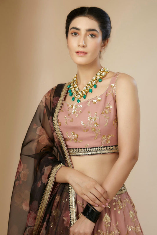 Georgette Lehenga Choli In Baby Pink Colour LC10110174