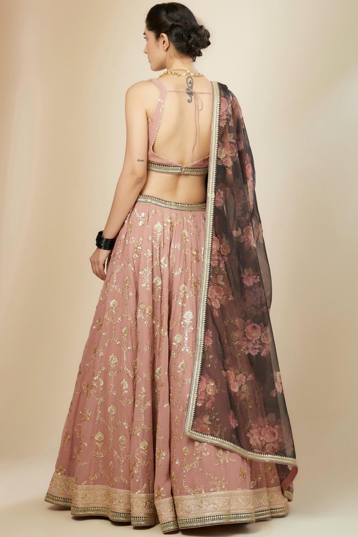 Georgette Lehenga Choli In Baby Pink Colour LC10110174