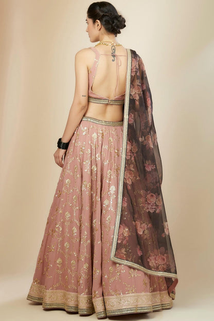 Georgette Lehenga Choli In Baby Pink Colour LC10110174