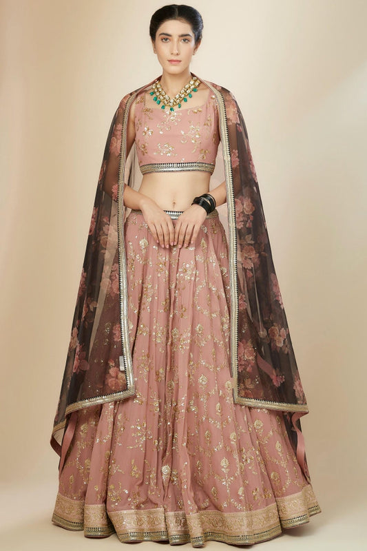 Georgette Lehenga Choli In Baby Pink Colour LC10110174