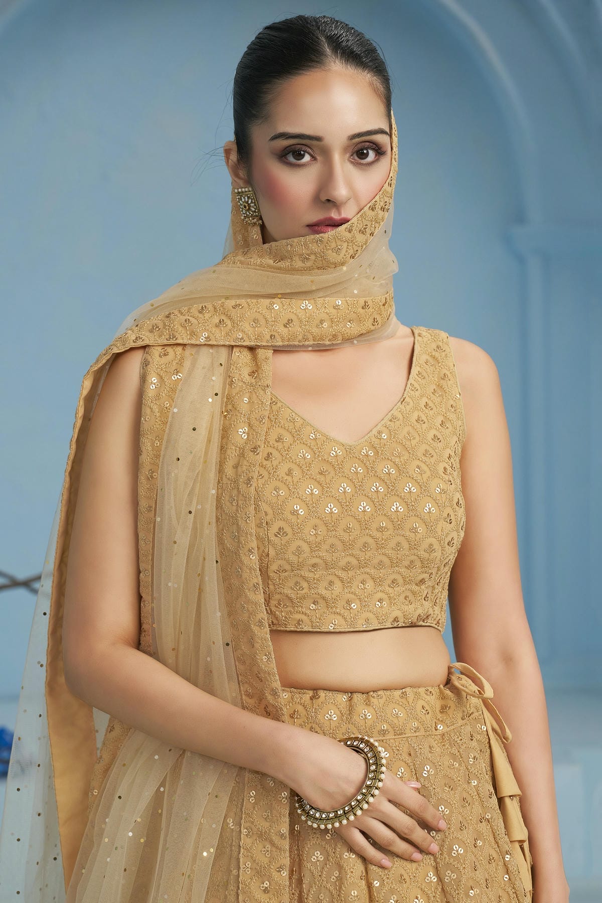 Georgette Lehenga Choli In Beige Colour LC10110138
