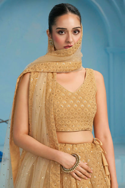 Georgette Lehenga Choli In Beige Colour LC10110138