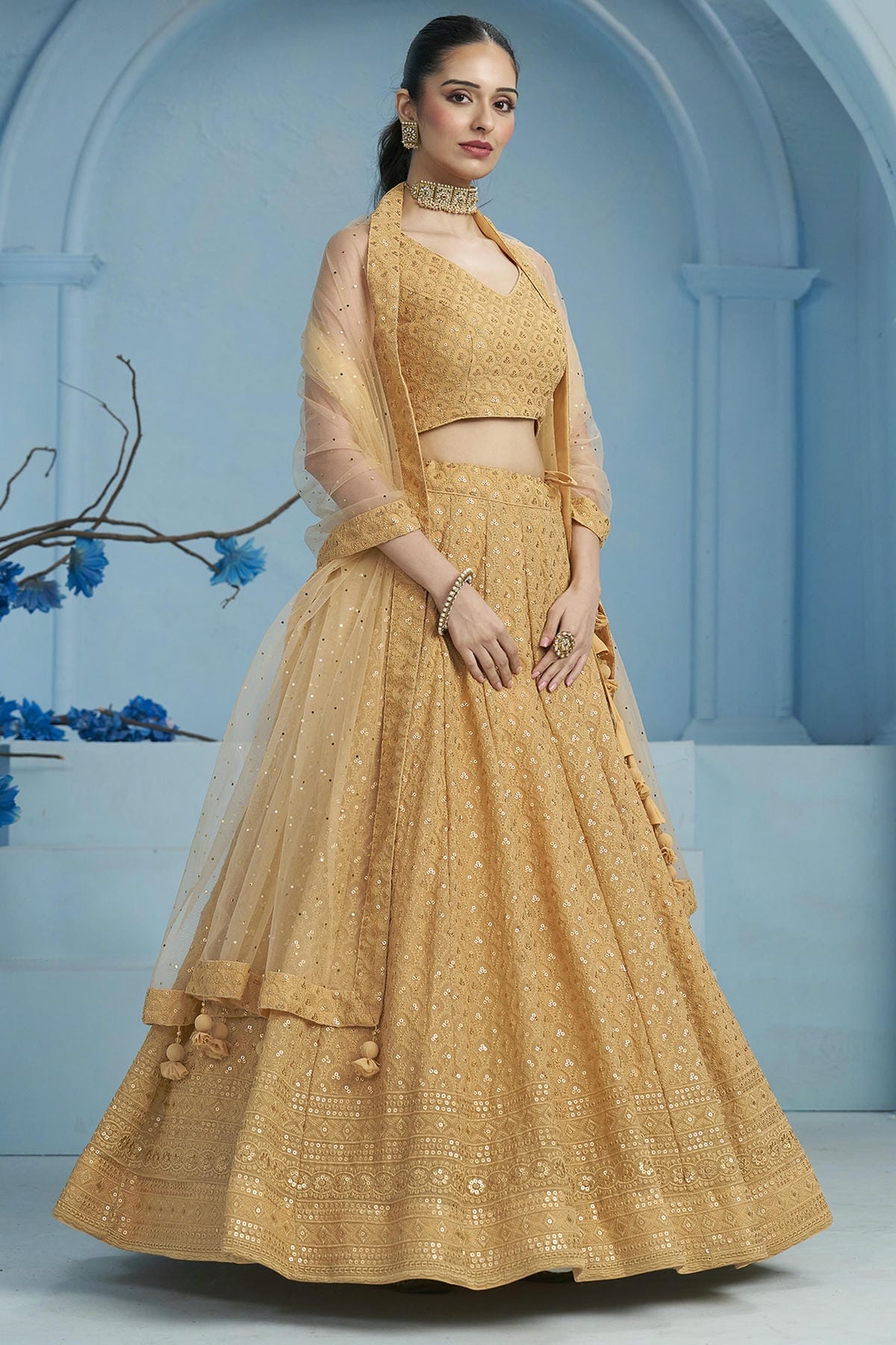 Georgette Lehenga Choli In Beige Colour LC10110138