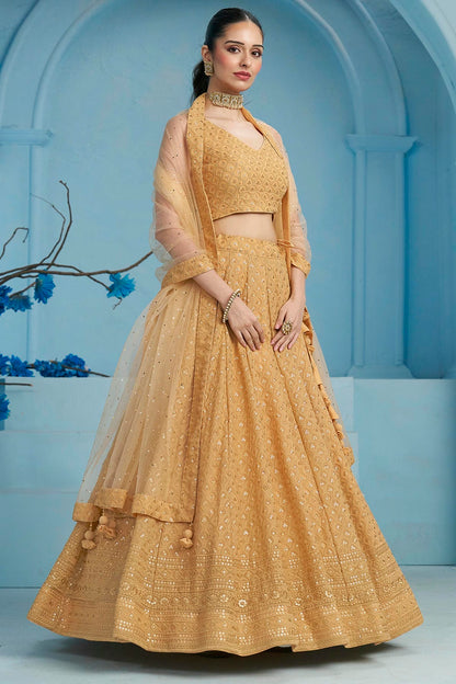 Georgette Lehenga Choli In Beige Colour LC10110138