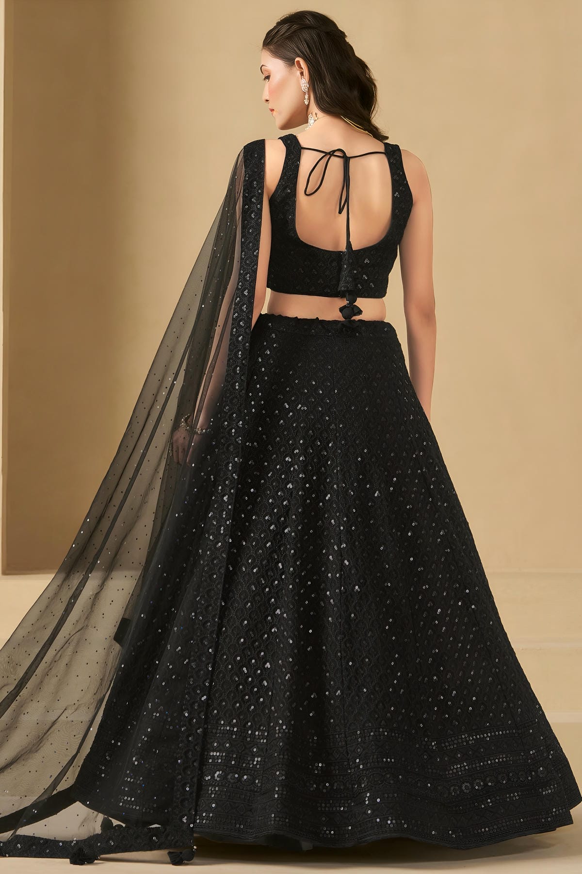 Georgette Lehenga Choli In Black Colour LC10110128