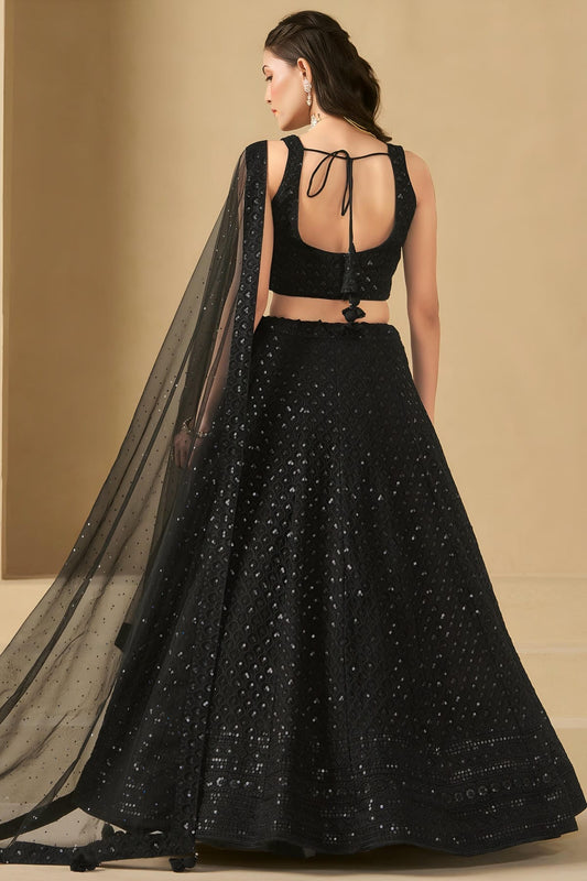 Georgette Lehenga Choli In Black Colour LC10110128