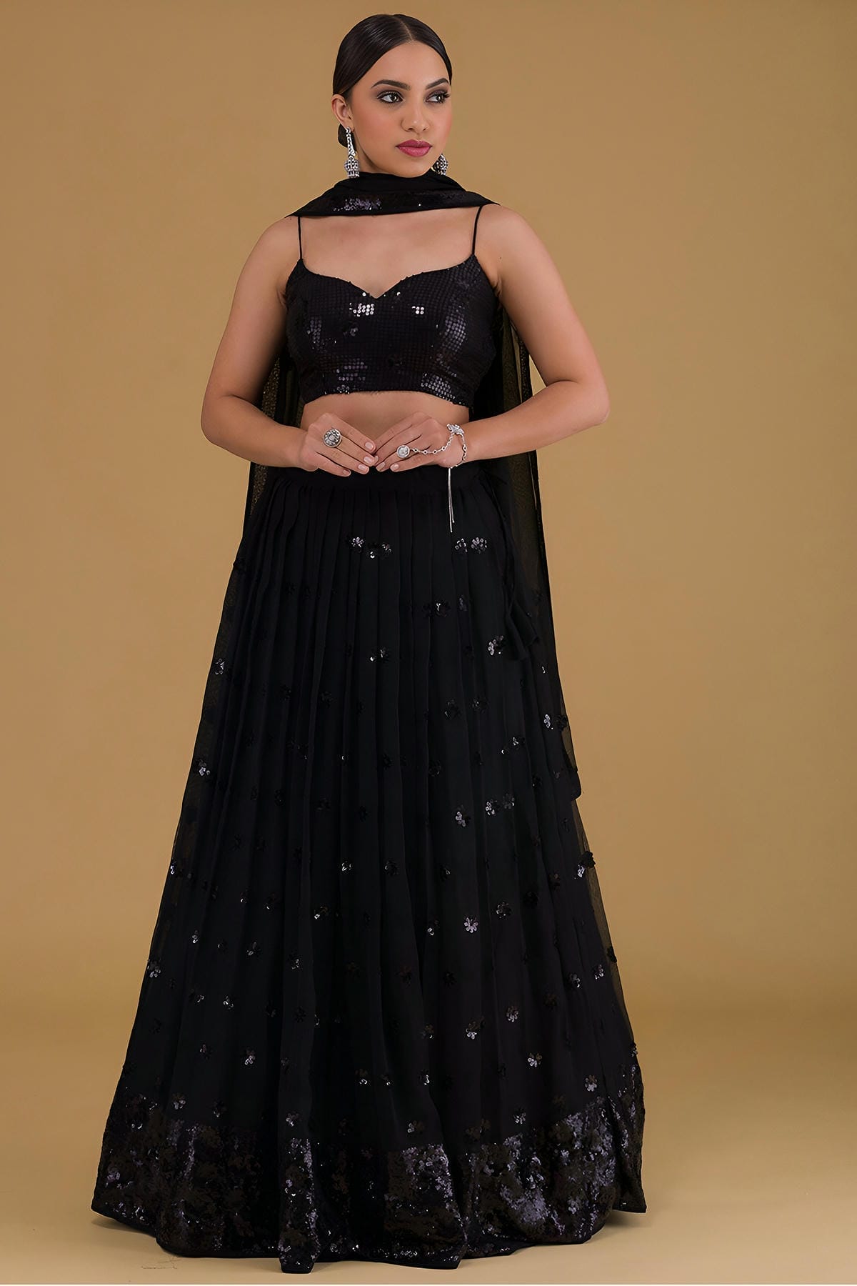 Georgette Lehenga Choli In Black Colour LC10110163