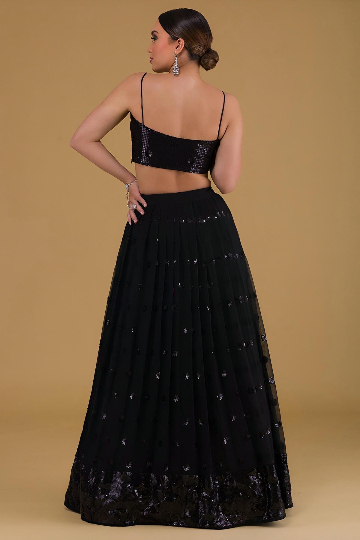 Georgette Lehenga Choli In Black Colour LC10110163