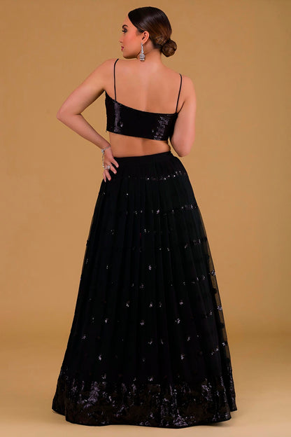 Georgette Lehenga Choli In Black Colour LC10110163