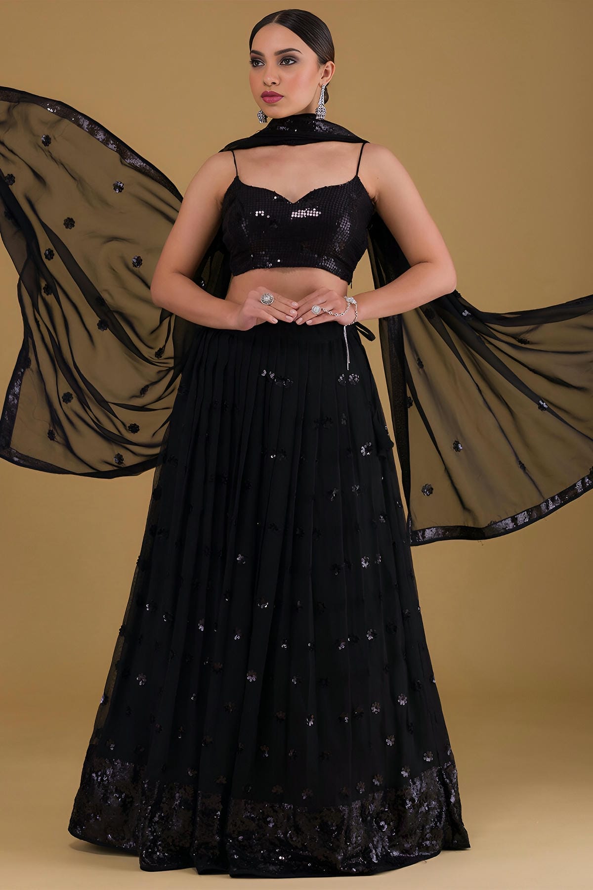 Georgette Lehenga Choli In Black Colour LC10110163