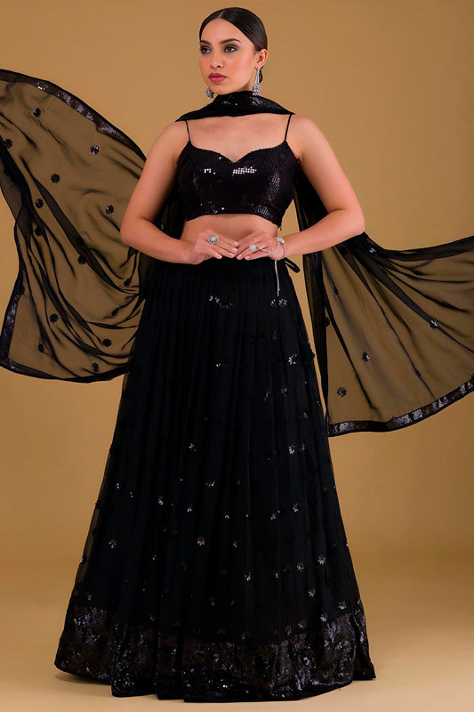 Georgette Lehenga Choli In Black Colour LC10110163
