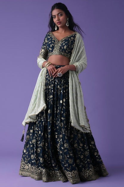 Georgette Lehenga Choli In Blue Colour LC10110177