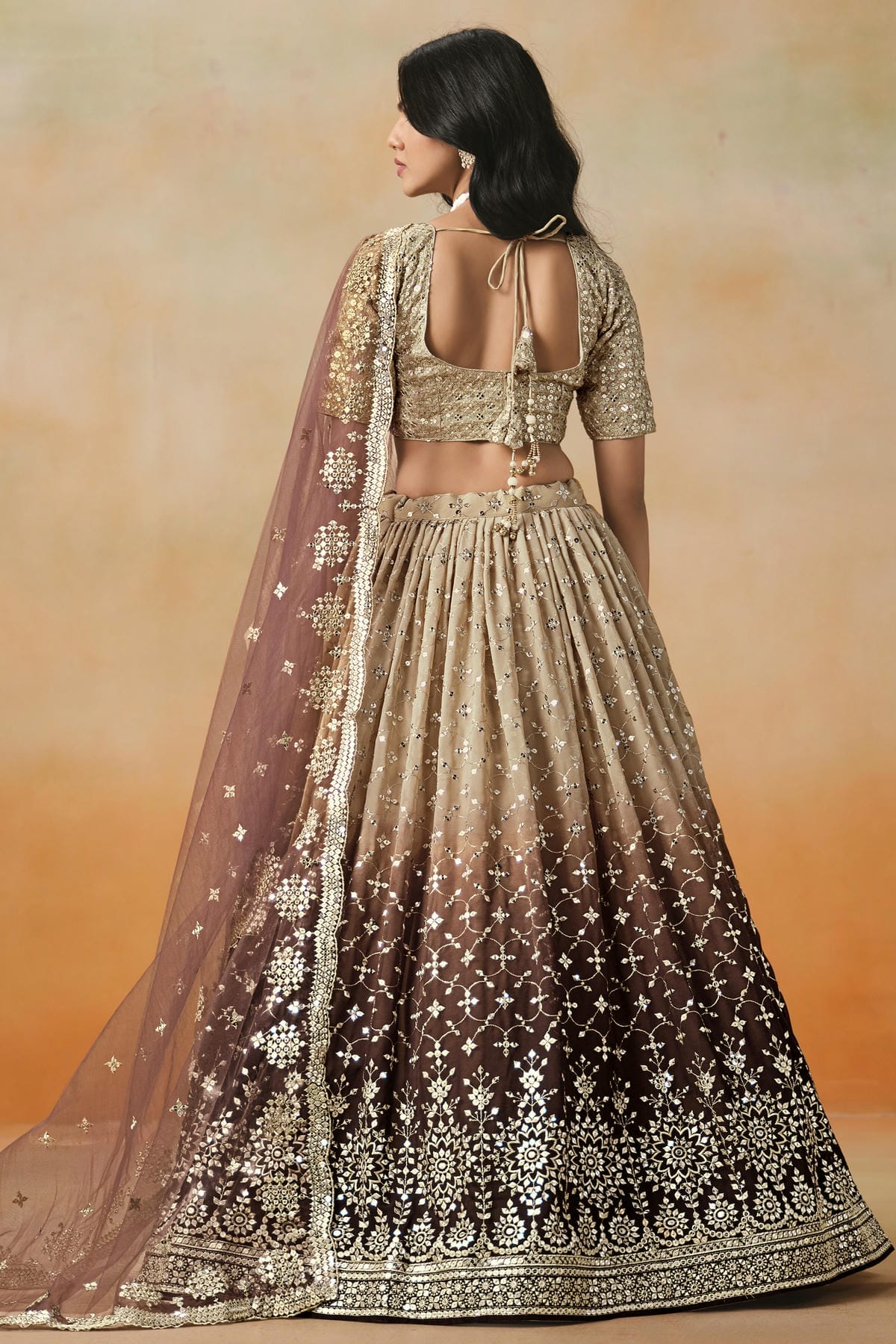 Georgette Lehenga Choli In Brown Colour LC10110117