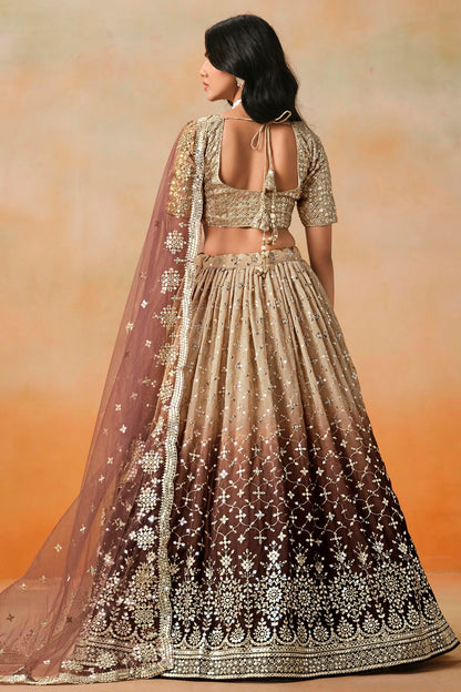 Georgette Lehenga Choli In Brown Colour LC10110117