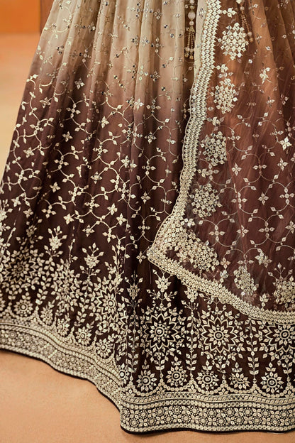 Georgette Lehenga Choli In Brown Colour LC10110117