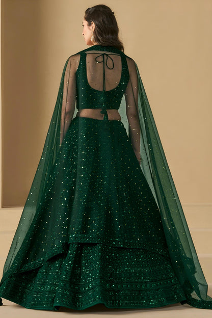 Georgette Lehenga Choli In Green Colour LC10110130