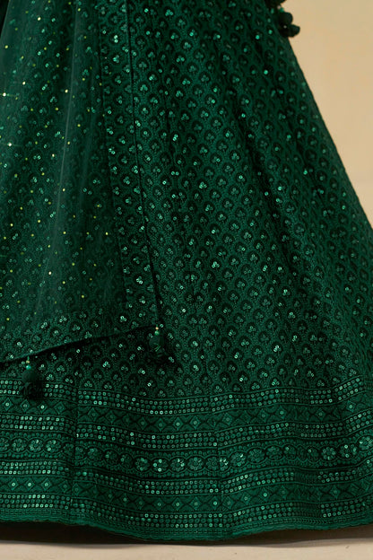 Georgette Lehenga Choli In Green Colour LC10110130