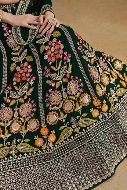 Georgette Lehenga Choli In Green Colour LC10110144